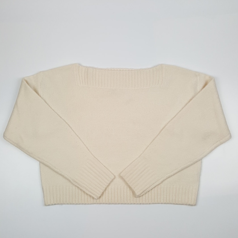 Ivory Boat Neck Crop Top Sweater {O&O Clothing}